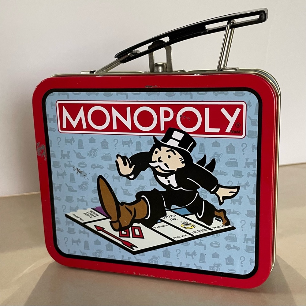 Monopoly Red and Black Metal Tin Mini Lunch Box Vintage 2000 Hasbro